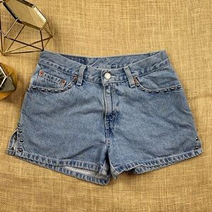 Vintage Levis Shorts Jeans High Waist Stud Cotton
